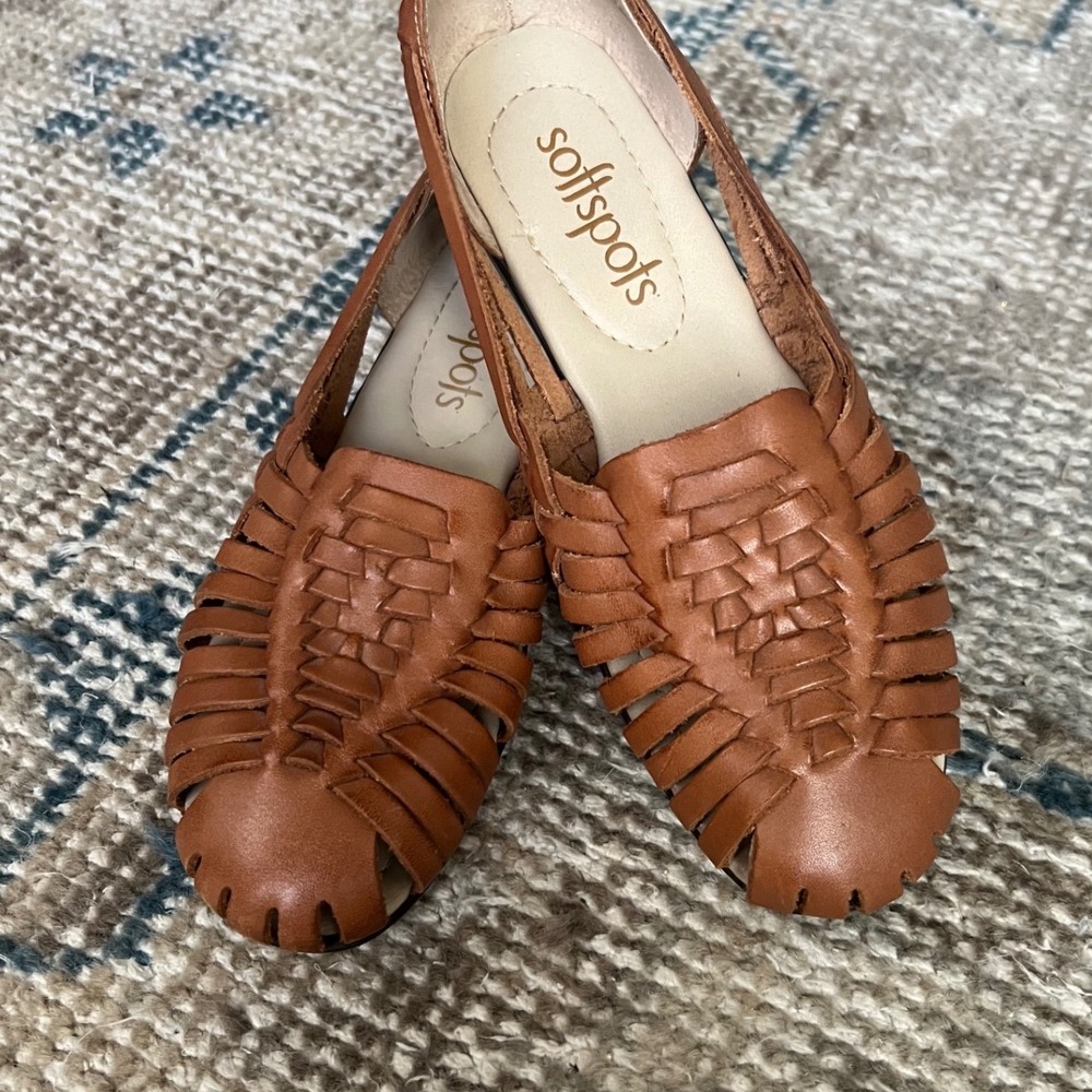 Softspots Huarache Leather Woven Flats cogac boho comfy minimal chic festival 6